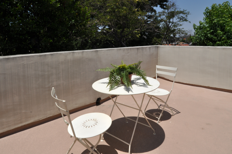 Roof top patio desk is great for entertaining.