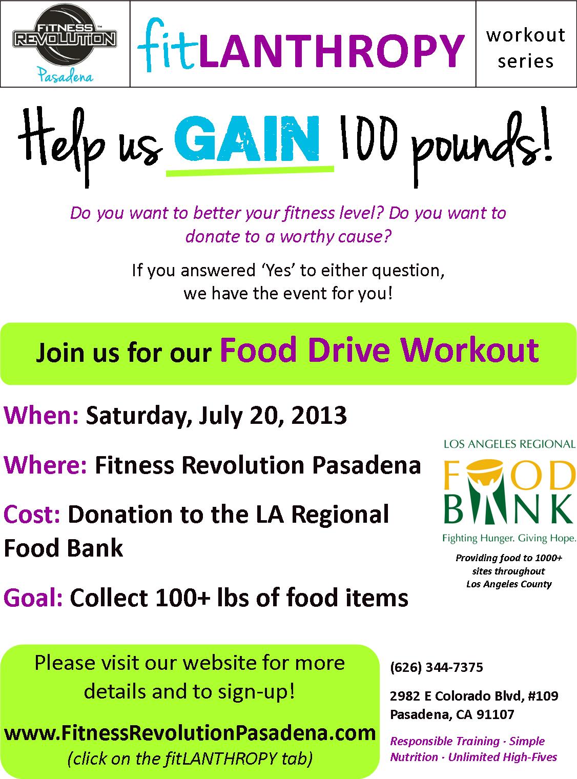 Food-Drive-Workout in Pasadena