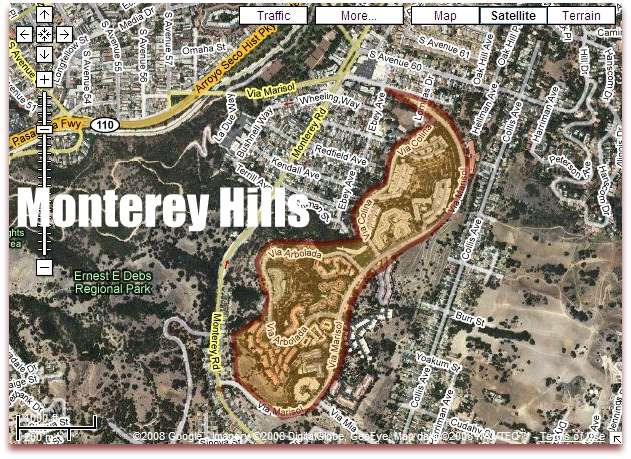 Monterey Hills California map