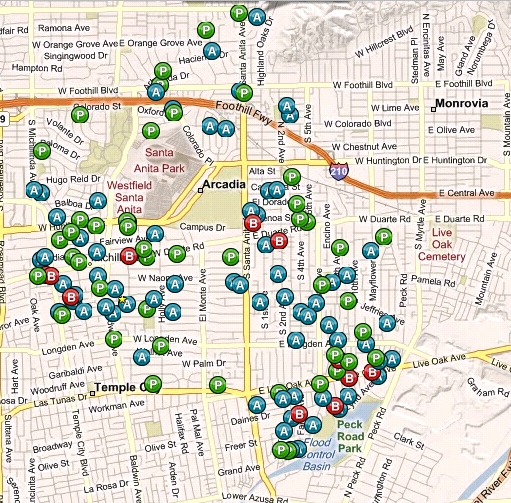 Arcadia foreclosure map April 2010